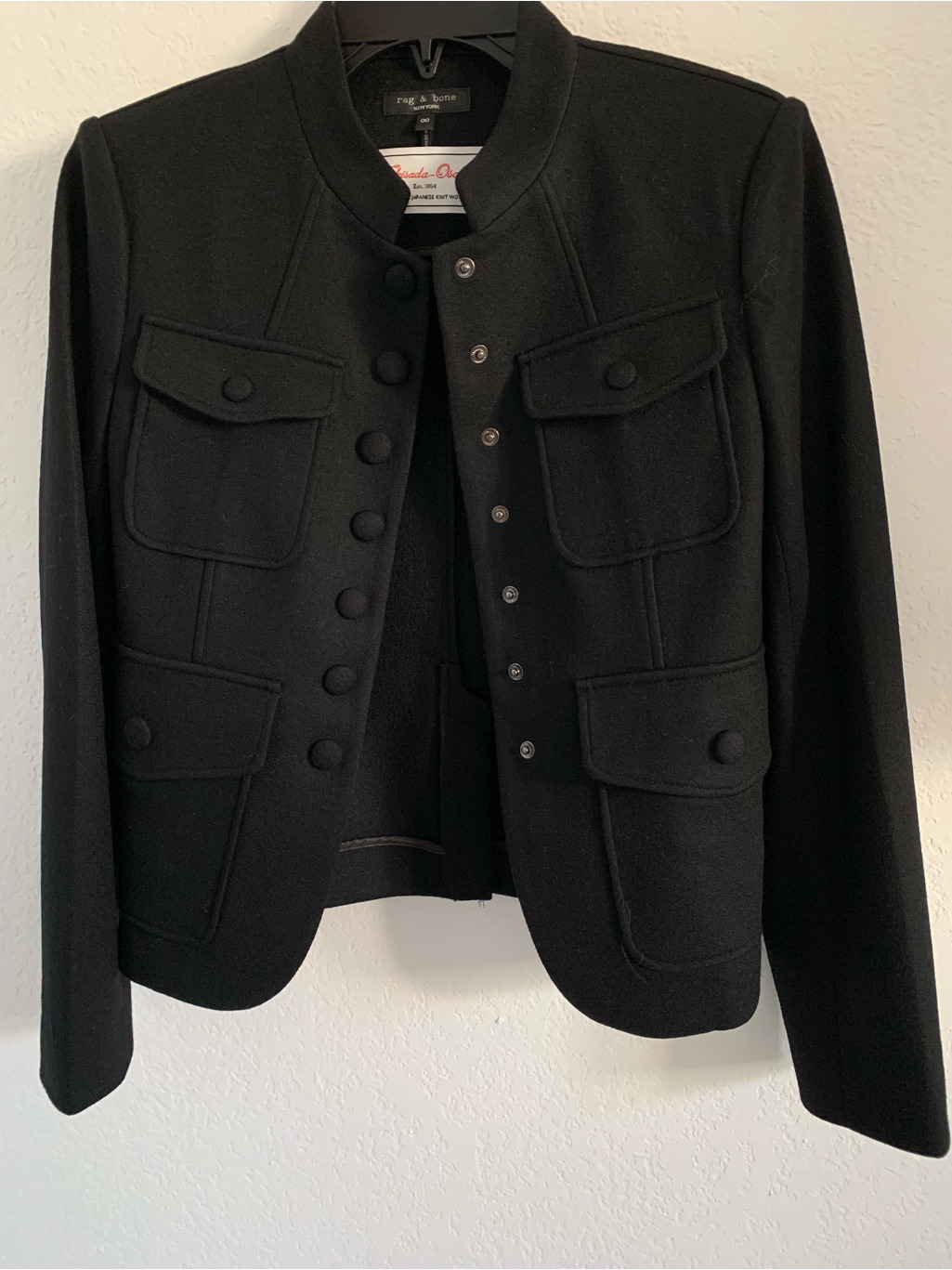 New Rag  Bone Mercer Wool Blazer Jacket In Black Size 00